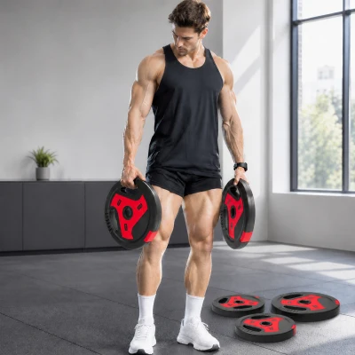 SPORTNOW Disques 10/5kg Lot de 4 Poignées Noir Rouge