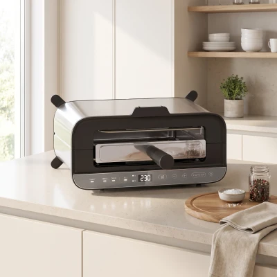 HOMCOM Mini-Four 3-en-1 1700W Grille-Pain Gril 4,9L Argenté