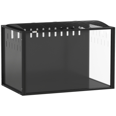 PawHut Riesiger Hamsterkäfig – Nager-Habitat aus Stahl und transparentem Acryl mit Panoramasicht 81 x 51 x 53 cm Schwarz