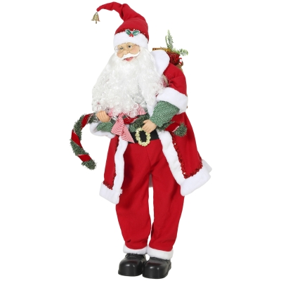 HOMCOM Père Noël Animé 120cm Musical Oscillant Rouge