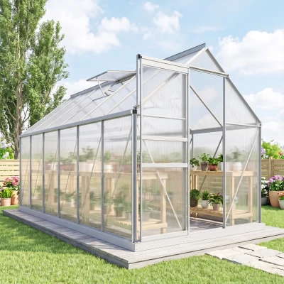 Outsunny Serre Polycarbonate 7,1m² Argent