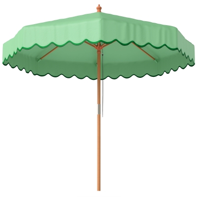 Outsunny Parasol Rond 230cm UV Vert Clair Aspect Bois