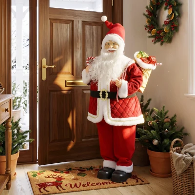 HOMCOM Père Noël Animé 120cm Musical Tête Mobile Rouge