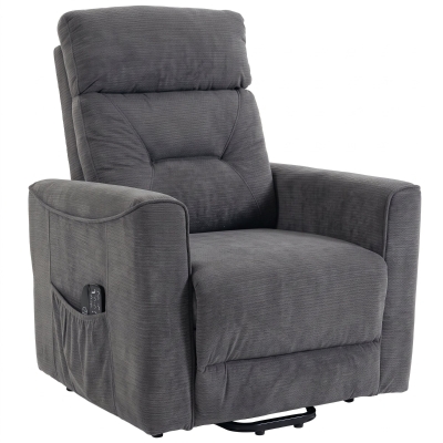 HOMCOM Elektrische relaxstoel met opsta-hulp, massage en warmte, chenille fauteuil met pocketveren, donkergrijs
