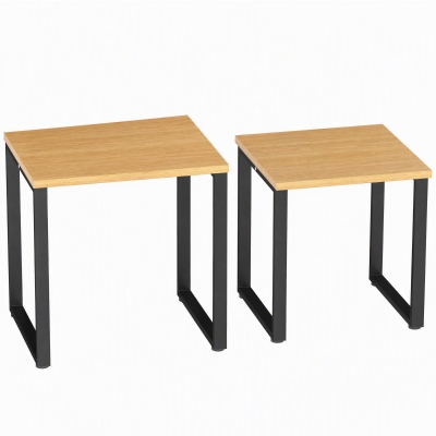 HOMCOM Salontafel set (2-delig) woonkamerstafel met metalen frame voor woonkamer Natuur