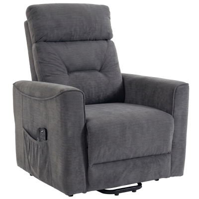 HOMCOM Poltrona Relax com Apoio Elétrico para Levantar Massagem Aquecimento Poltrona Chenille com Molas Cinza Escuro