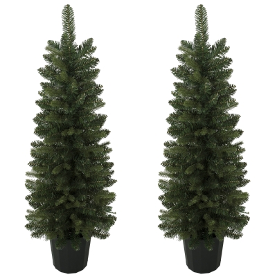 HOMCOM Juego de 2 Árboles de Navidad 120 cm con 170 Ramas Base Tipo Maceta de Vivero Montaje Rápido para Salón Interior Verde
