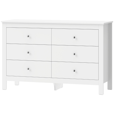 HOMCOM Commode Moderne 6 Tiroirs 118x39,5x75,5cm Blanc