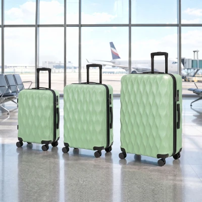 HOMCOM 3-Piece Hard Shell Luggage Set with TSA Lock 20/24/28in Green