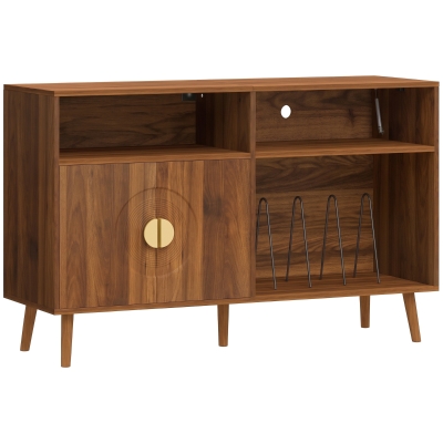 HOMCOM Record Player Stand Vinyl Storage 300 Albums Walnut