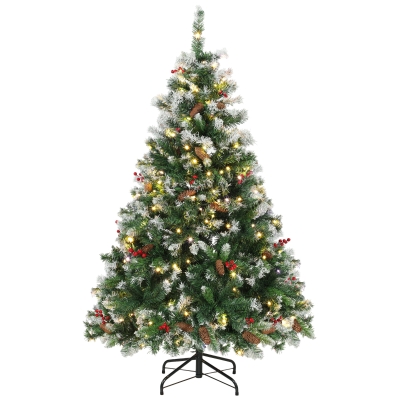 HOMCOM Sapin Artificiel 120cm LED Télécommande 11 Modes Vert