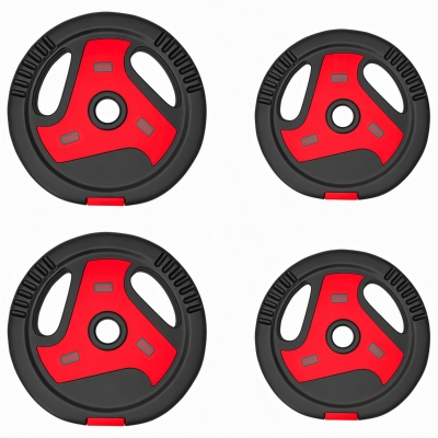 SPORTNOW 4er-Set Hantelgewichte mit 2 x 5/2,5 kg Gewichte, Hantelscheiben Set mit Griffen Gewichtsscheiben, Schwarz+Rot