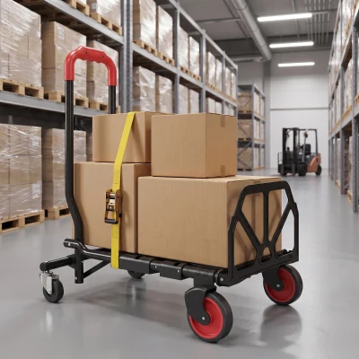 HOMCOM 2-in-1 Plattformwagen Sackkarre Klappbar Transportwagen mit Lenkrollen, Griff, Stahl bis 120 kg