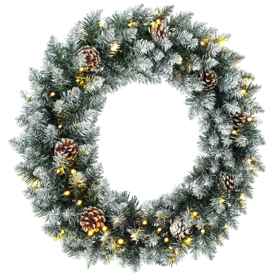 Coroniță de Crăciun 60 cm cu lumini LED, verde