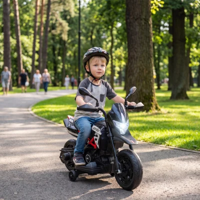 AIYAPLAY Kids Electric Motorbike Training Wheels Black 6V
