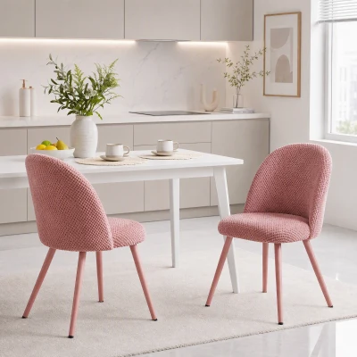 HOMCOM Set 2 Sedie da Pranzo Imbottite in Velluto, Rosa