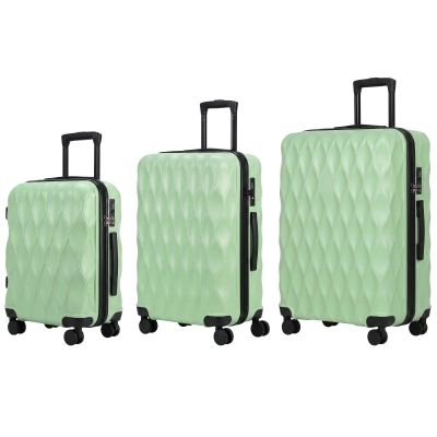 HOMCOM 3-Piece Hard Shell Luggage Set with TSA Lock 20/24/28in Green