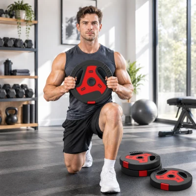 SPORTNOW Dischi Pesi Palestra, Set 4 Pezzi, Nero
