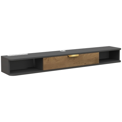 HOMCOM 140cm Floating TV Stand Storage Charcoal Grey