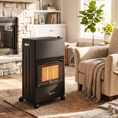 Outsunny Chauffage Gaz 4200W Pliable Anti-Basculement Noir 46x42x75cm