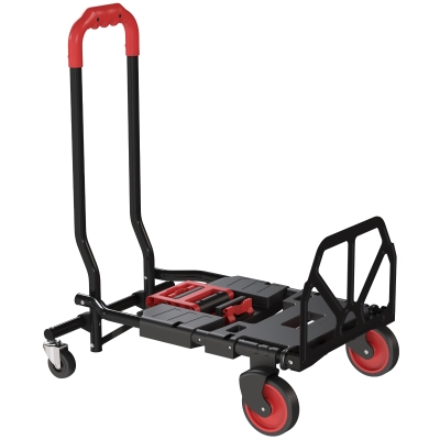 HOMCOM 2-in-1 Plattformwagen Sackkarre Klappbar Transportwagen mit Lenkrollen, Griff, Stahl bis 120 kg