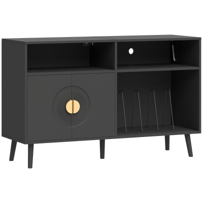 HOMCOM Record Player Stand Vinyl Storage Flip-Top Black
