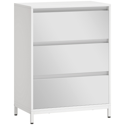 HOMCOM Cômoda Espelhada Moderna com 3 Gavetas, 60x35x80 cm, Branca