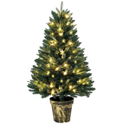 HOMCOM 4ft Prelit Artificial Christmas Tree 80 Lights Green