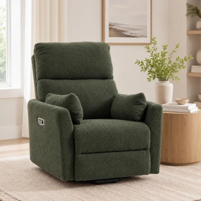 HOMCOM Fauteuil Releveur Massage Inclinable Peluche Vert 83x94x102cm