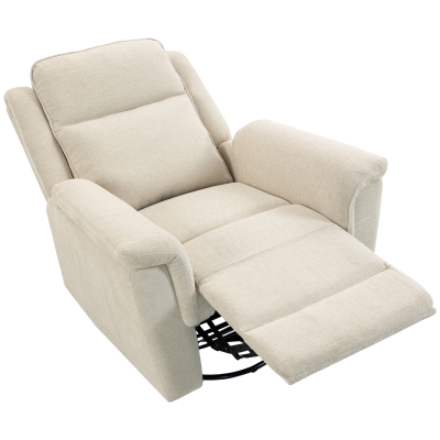 HOMCOM Fauteuil Relax Inclinable Bascule Repose-Pieds Blanc Crème