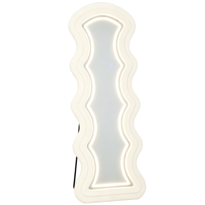 HOMCOM Miroir Pleine Longueur 160x60cm LED Velours Crème
