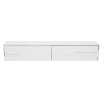 High-Gloss TV Lowboard with Handleless Fronts, 3 Doors and 2 Drawers, 167L x 30W x 30H cm, White
