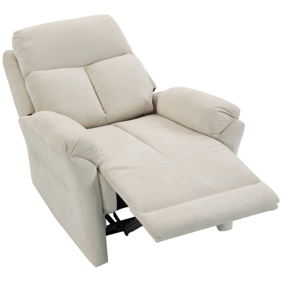 HOMCOM Sillón Reclinable Manual Ahorraespacio con Reposapiés en Terciopelo Crema