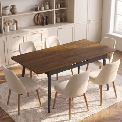 HOMCOM Table Extensible 4-6 Pers. 130-160cm Noyer Clair Cuisine