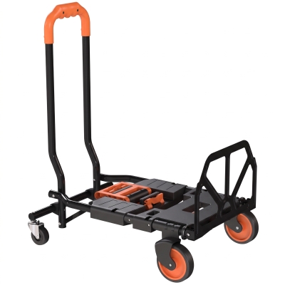 HOMCOM Folding Hand Truck Steel 120kg Foldable Trolley Black Orange
