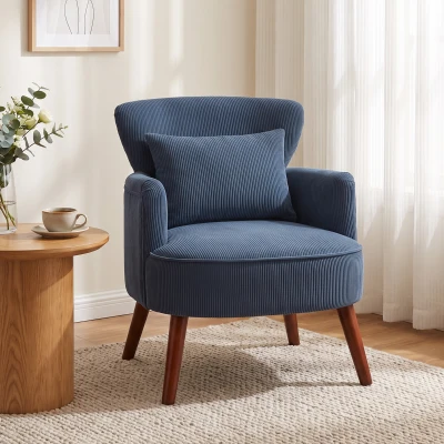 HOMCOM Moderne fauteuil, gestoffeerde accentstoel met lendekussen, blauw