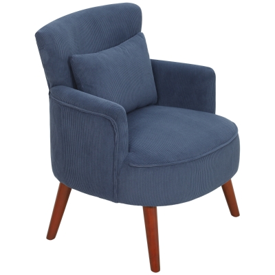 HOMCOM Fauteuil Moderne Rembourré Bleu avec Accoudoirs et Coussin