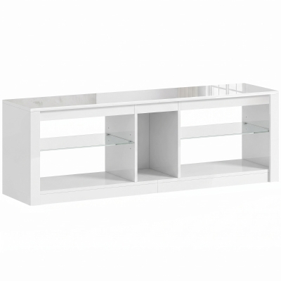 HOMCOM TV Stand Cabinet LED Storage Shelves for 65" White