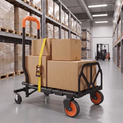 HOMCOM Folding Hand Truck Steel 120kg Foldable Trolley Black Orange