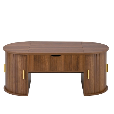 Modern Height-Adjustable Coffee Table with Lift-Top Design, 100L x 50W x 40.5H cm, Walnut