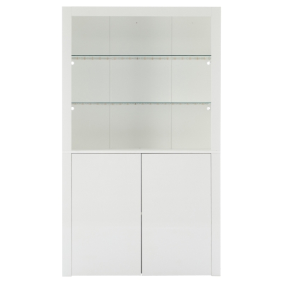 High-Gloss Display Cabinet with Bluetooth-Controlled LED Lighting, 100L x 35W x 170H cm, White
