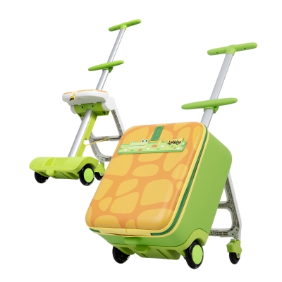 Fun Ride-On Kids Suitcase with 3-in-1 Stroller Function, 39L x 28.5W x 57H cm, Green