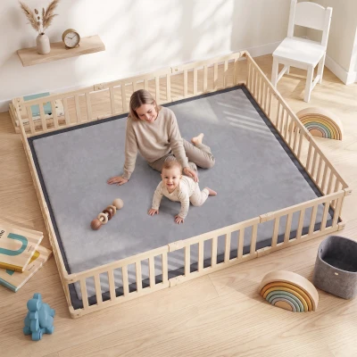 AIYAPLAY Tappeto Gioco Bambini  in Flanella, 180x150 cm, Grigio