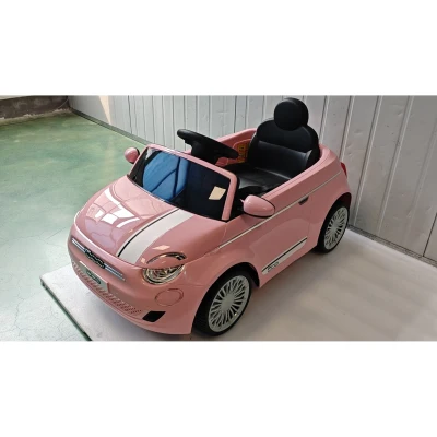AIYAPLAY Carro Elétrico Infantil 12V Fiat 500, Bateria de Lítio, 2 Motores, Controlo Remoto, 3-6 Anos, Rosa