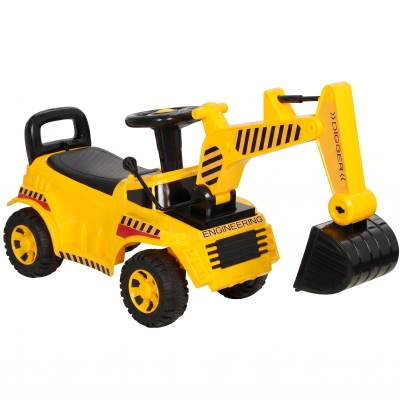 AIYAPLAY Excavadora sin Pedales Juguete con Casco de Seguridad Excavadora Correpasillos con Brazo Excavador 1 a 4 Años Amarillo