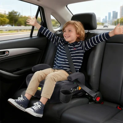 I-Size Booster Seat with ISOFIX and ECE R129, 40L x 42W x 17H cm, Black