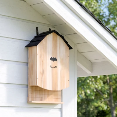 PawHut Casetta per Pipistrelli in Legno a 3 Camera, Color Legno