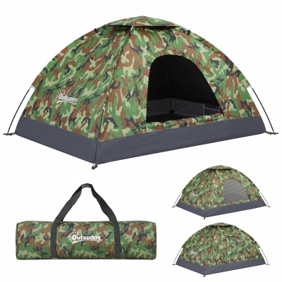 Outsunny 2-Person Dome Camping Tent with Zipped Doors, Multicoloured