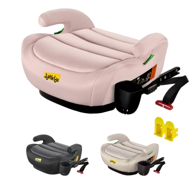 Safe ISOFIX Car Booster Seat with ECE R129 i-Size and Cup Holder, 40L x 42W x 17H cm, Pink
