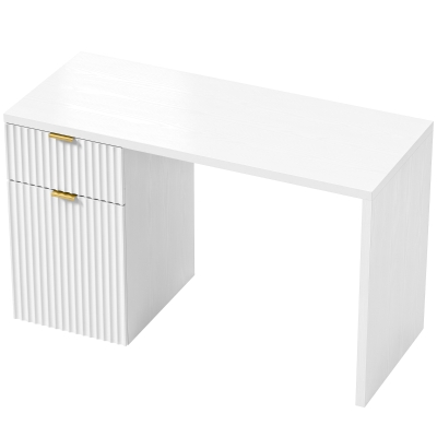 HOMCOM Office Computer Desk Cabinet Drawer Adjustable Shelf White 120cm